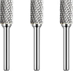 Carbide Burr Set 1/4" Shank SB-3 Die Grinder Bits Tungsten Double Cut Burr Bits (3/8" Cutter Dia X 0.79" Cutter Length) for Die Grinder Kits Metal Grinding Drilling Polishing (3pcs)