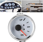 Boat Trim Gauge, 52mm/2in Stainless Steel UP-DN Boat Trim Gauge 0-190ohm Trim Tilt Indicator Red Backlight (White Dial Silver Frame)