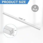 uxcell 4 Pcs Square Steel Key Stock, 1/4" x 1/4" x 12" Cold-Drawn 45# Steel Bars Precision Key Stock for Gearbox Coupling, Silver Tone