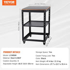 VEVOR Planer Stand, 100 lbs / 45 kg heavy loads, Three-Gear Height Adjustable Thickness Planer Table,with 4 Stable Casters & Storage Space, for most planers, saws, bench-top machines, power tools