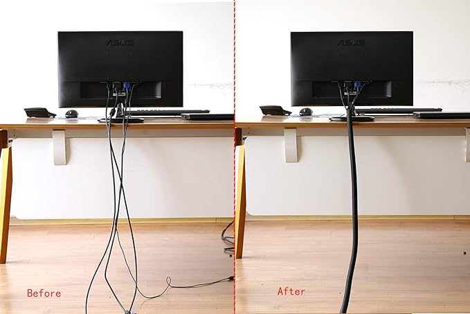 Alex Tech 25ft - 1/2 inch Cord Protector Wire Loom Tubing Cable Sleeve Split Sleeving For USB Cable Power Cord Audio Video Cable – Protect Cat From Chewing Cords - Black