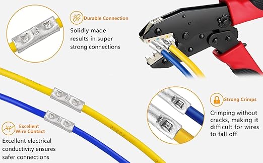 SVAAR 6 PCS 00 Gauge Non Insulated Butt Connectors 2/0 AWG Uninsulated Butt Splice Connectors Crimp Repair Butt Splices Kit Tinned Copper Seamless Barrel Butt Splice Terminals & 6PCS 3:1 Heat Shrinks