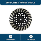 Benchmark Abrasives 7 Inch Concrete Grinding Wheel Threaded Swirly Turbo Diamond Cup Wheel with 5/8"-11 Arbor Hole for Masonry, Marble, Natural Stone, Concrete - Angle Grinder Attachments (7”)