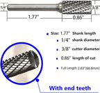 Carbide Burr Set 1/4" Shank SB-3 Die Grinder Bits Tungsten Double Cut Burr Bits (3/8" Cutter Dia X 0.79" Cutter Length) for Die Grinder Kits Metal Grinding Drilling Polishing (1pcs)