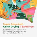Dock & Bay Beach Towel - Quick Dry, Sand Free - Compact, Lightweight - 100% Recycled - Includes Bag - Wild Things - Large (160x90cm, 63x35)