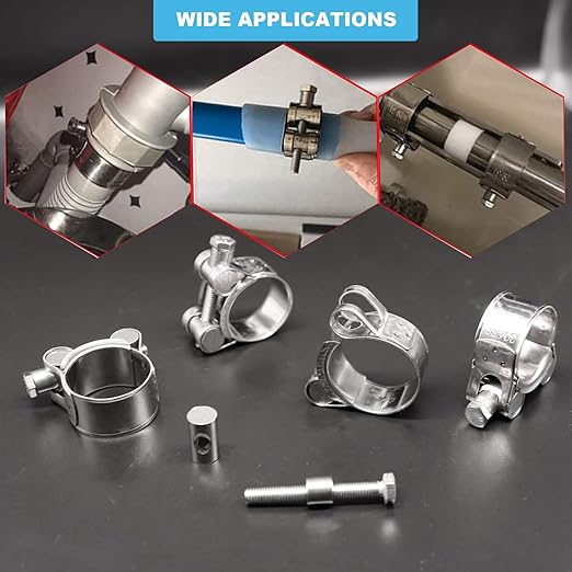 AKIHISA 104-112mm ID Range T-Bolt Hose Clamp,2 Pack 304 Stainless Steel Adjustable Heavy Duty Pipe Clamp 4.09-4.4 Inch