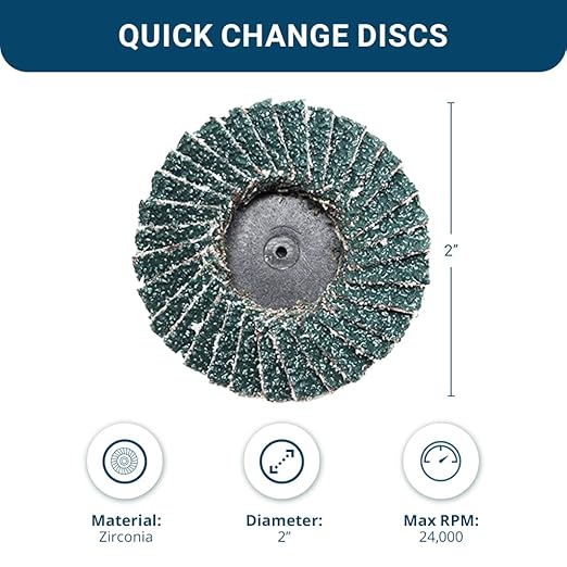 Benchmark Abrasives 2" Quick Change Zirconia Flap Disc Grinding Wheel with Male R-Type Back Design - Cleaning Finishing Deburring of Irregular Surfaces - for Die Grinder & More (10 Pack), 60 Grit