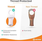 SELTERM 25pcs 4 AWG 3/8" Stud Marine Grade Tinned Copper Battery Cable Lugs, 4 Guage Ring Terminals, UL Wire Lugs Electrical Battery Cable Ends, Tinned Copper Lugs Battery Terminal Connectors