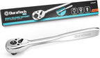 DURATECH 3/8-Inch Drive Ratchet, 90-Tooth Ratchet Wrench, Quick-release, Reversible Switch, Contour Handle Designed for Better Grip, Alloy Steel