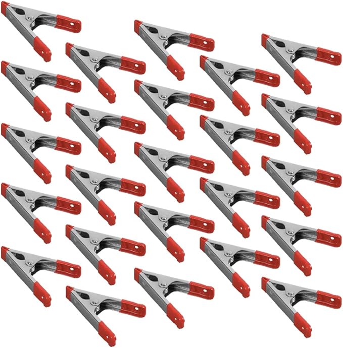 Wideskall® 4" inch Metal Spring Clamps w/Red PVC Coated Handle and Tips (Pack of 24)