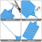 100 Plastic Tags Blank Waterproof Tags Shipping Tags for Labeling Writable Hang Tags Large Shipping Label Security Tamper Seals Storage Tags with One Marker Pen (Blue)