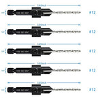 5-pc #12 Countersink Drill Bit Set, 3in1 Woodworking Counterbore Hole Saw Drill Bits, Depth Adjustable 9/64" M2 Pilot Drill Bits, 82-Degree Chamfer, 1/4” Hex Shank, 2 Allen Wrench