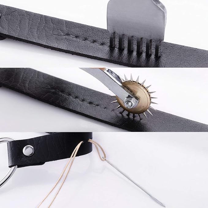 Leather Sewing Tools 44 pcs Leather Craft Tools Kit for Hand Sewing Stitching, Stamping Set and Saddle Making