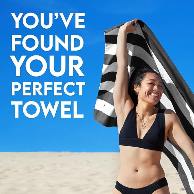 Dock & Bay Customized Beach Towel - Quick Dry, Sand Free - Compact, Lightweight - 100% Recycled - Includes Bag - Cabana - Kamari Charcoal - Large