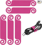 PATIKIL Cable Tags Flexible Cable Management Labels Cord Identification Tags, Wire Cord Markers for USB Computer Phone Charger Power - 20Pcs (Rose Red)