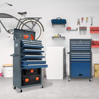 13 Drawers Tool Chest with Wheels,Large Capacity Tool Storage Cabinet with Removable Top Toolbox, Locking Mechanical Tool Cart with Liner,Suitable for Garages, Warehouses-Blue&Grey