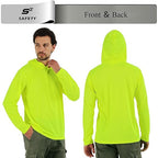 Breathable Work Long Sleeve Sun Shirt Hoodie, Sun Protection Shirts Quick Dry Hooded, Mens Construction Shirts with Hood Lightweight Yellow 2XL