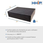HHIP 4401-2418 Black Granite Surface Plate, Grade A, Ledge 0, 24" Length x 18" Width x 3" Height, +/000075" Accuracy, 150 lb. Weight