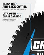 CRALY 7-1/4 Inch 56 Teeth Aluminum and Non-Ferrous Metal Cutting Circular Saw Blade, 5/8 Inch Arbor, Carbide Tipped, Thin Kerf, Black Ice™ Coating, for Medium Aluminum, Plastic, Composite(C0756AL)