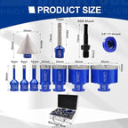 SHDIATOOL Diamond Drilling Core Bits Set Chamfer Bits for Porcelain Tile Marble Ceramic Granite Milling Kit 5/8"-11 10pieces