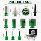Diamond Core Drill Bits Kit - 6/6/6/20/25/35/50mm+2" Beveling Chamfer Bit+3/4" Finger Milling Bit+SDS Adapter to 58-11" Thread+4.5" Cutting disc for Porcelain Ceramic Tile Granite Marble