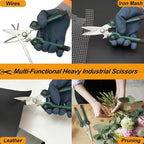 8.5 Inch Heavy Duty Scissors, Multifunction Shears Stainless Steel Blades with TPR Comfort Grips for Cutting Cable Wires, Cardboard, Leather