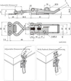 SYINE Adjustable Buckle Cabinet Boxes Lever Handle Toggle Catch Latch Lock with Screws,2 Pcs (3S,Range:126-148mm)