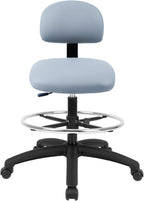 Chair Master FSS Series Square seat Tall (24"-34") seat Height Chair. Vinyl-for Office, Garage, Desk, Shop, Computer, Doctor, Medical, Easy to Clean! 18" Footring (Gray, Tall, _Standard Casters)