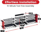 4 Layers Power Tool Organizer Wall Mount with Power Strip, Heavy Duty Metal Shelf, 400lbs Capacity for Cordless Drills, Batteries & Garage Storage (12 Slots with 8 Outlets Power Strip)