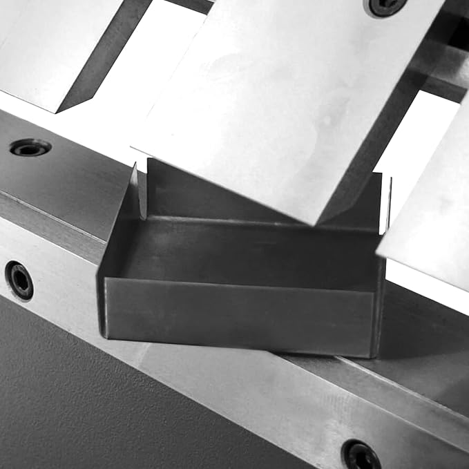 KAKA INDUSTRIAL Pan and Box Brake, 50-Inch Sheet Metal Brake Machine with Fingers, 14-Gauge Mild Steel Capacity Box and Pan Brake with Foot Clamp, 0-135° Folding Angle PBB-5014