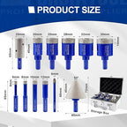 SHDIATOOL Diamond Drill Core Bits,Tile Drilling Core Hole Saw Kit for Porcelain Marble Ceramic Granite with 1/4 Carbide Positioning Drill Bit 12pcs (6/8/10/12/20/25/28/32/35MM/6MM/45MM/20MM)