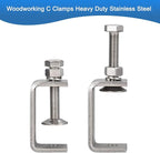 2 Pack 304 Stainless Steel C Clamps with 55mm/2.17" Stable Wide Jaw Opening Tiger Clamp for Woodworking Welding Construction Household Mount