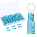 200 Pack Heat Shrink Ring Terminals - #10 - Blue 16-14 AWG Marine Grade Heat Shrink Wire Connectors - Tinned Red Copper Eyelet Wire Connectors