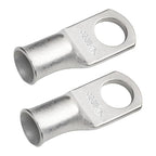 SELTERM 2pcs 2 AWG 3/8" Stud Tinned Copper Wire Lugs, Battery Lugs, Ring Terminals, Battery Cable Ends, 2 Gauge Ring Terminal Connectors, UL Marine Grade Electrical Battery Terminal Connectors