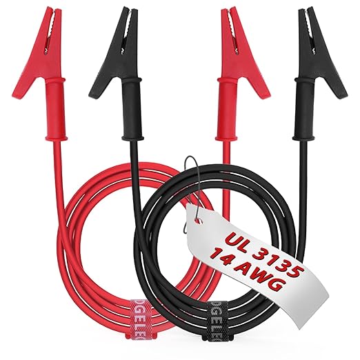 14 Gauge 2pcs/10Ft Alligator Clips Electrical with Wires UL3135, Heavy Duty Silicone Test Leads Set Jumper Wires Kit for Testing - EDGELEC