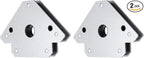 HARFINGTON 2pcs Welding Magnets 110.23 lbs Magnetic Welding Clamp Holder Galvanized Iron Arrow-Shaped Tool 45, 90, 135 Degree with Center Hole for Fixed Angles, Silver Tone