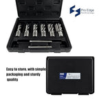 Pro Edge 6pcs Annular Cutter Set, 1" Cutting Depth, 1/2" to 1-1/16" Cutting Diameter, M2 Mag Drill Bits for Magnetic Drill Press with 2 Pilot Pin & 1 Hex Wrench, for Steel, Aluminum, Copper