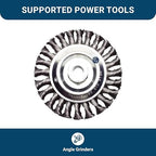 Benchmark Abrasives 4" x 3/16" Stringer Bead Wire Wheel with 5/8"-11 Thread, for Weld Cleaning, Weld Spatter Removal, Stripping, Deburring, Use with Angle Grinders - (4" x 3/16", Carbon)