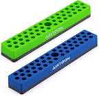 AIRTOON 2PCS 1/4" Magnetic Hex Bit Holder, 43 Holes Bit Storage with Strong Magnetic Base, Magnetic Screwdriver Bit Organizer, Blue and Green