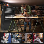 13 Drawer Rolling Tool Chest with Wheels, 2 in 1 Detachable Tool Chest with Drawers, Large Tool Box with Lock, Metal Tool Cabinet for Garage Workshop(Black)