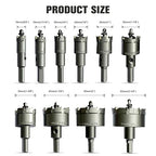 10Pcs TCT Carbide Hole Saw Kit for Metal, 5/8" to 2-1/8" Pilot Drill Bits for Metal, Tungsten Carbide Hole Cutter Set, Titanium-Plated Stainless Steel for Iron, Wood, Plastic