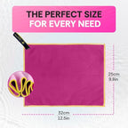 Backpacking Ultralight Quick Dry Microfiber Soft Fast Drying Hand and Face Towel Wash Cloth Camping Yoga Hiking Active Lifestyle Small (Magenta, Small)