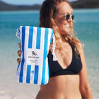 Dock & Bay Beach Towel - Quick Dry, Sand Free - Compact, Lightweight - 100% Recycled - Includes Bag - Cabana - Blue - Large (160x90cm, 63x35)