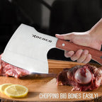 ROCOCO Meat Bone Cleaver Knife for Meat Cutting Heavy Duty Butcher Axes Hand Forged Full Tang Chopper for Kitchen Thanksgiving Christmas Gifts Idea Men Silver