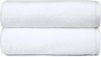 Amazon Basics 2 Piece Quick-Dry Oversize Bath Towel, 100% Cotton, White, 62" x 30"