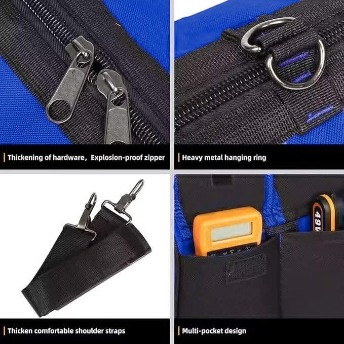 20 Inch Heavy Duty Tool Bag with Wide Mouth for Tool Storage,Carrier and Organizer,Tool Bag for Men/Women, Wide Mouth Tool Bag with Inside Pockets (20 Inch)