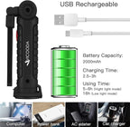 Rechargeable LED Work Light with Magnetic Base, USB 360° Rotating Magnetic Light, 5 Mode Mechanic Flashlight for Car Repair, Emergencies, Tight Areas (3 Pack)