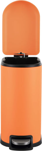 happimess HPM1009K Roland Mini 2.6-Gallon Step-Open Trash Can, Carrot Cake,with Soft-Close Lid, Fingerprint Resistant, Modern, Minimalistic for Home, Kitchen, Laundry Room, Office, Bedroom, Bathroom