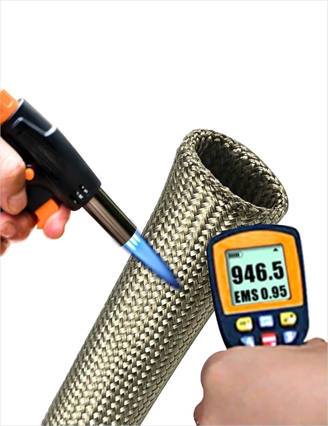 Heat Shield Sleeve Fuel Line Heat Shield Auto Hose Spark Plug Wire Cover Protectors Boots Roll 2500 Degree for Car&Auto Wire Loom Brake Cable (1/2" IDX10FT, Titanium)