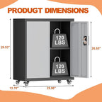 31.5''H Metal Garage Storage Cabinet with Wheels, Small Tool Storage Cabinets with Lock, Lockable Steel Rolling Tool Chest with Doors & Adjustable Shelves for Garage, Home, Office